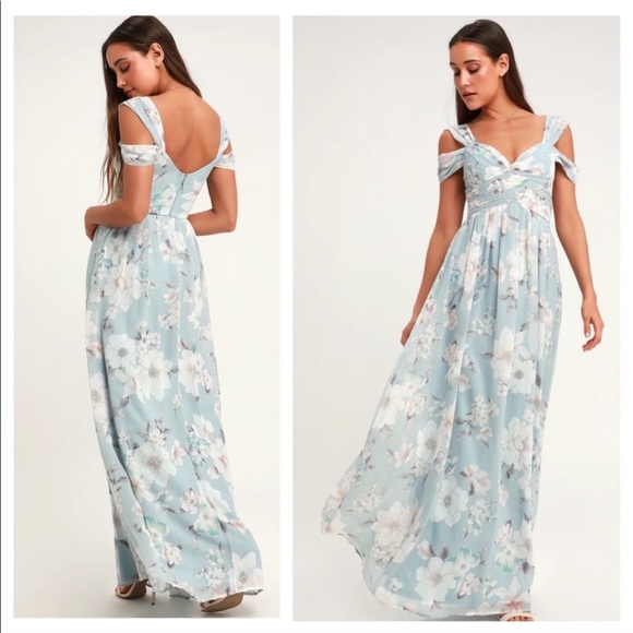 Lulus Dresses & Skirts - Lulus Make Me Move Maxi Dress Size Small Light Blue Floral